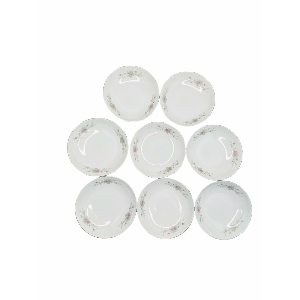 Florenteen Fine China Japan Fantasia 8 Piece Dessert Dish Set  White With Floral